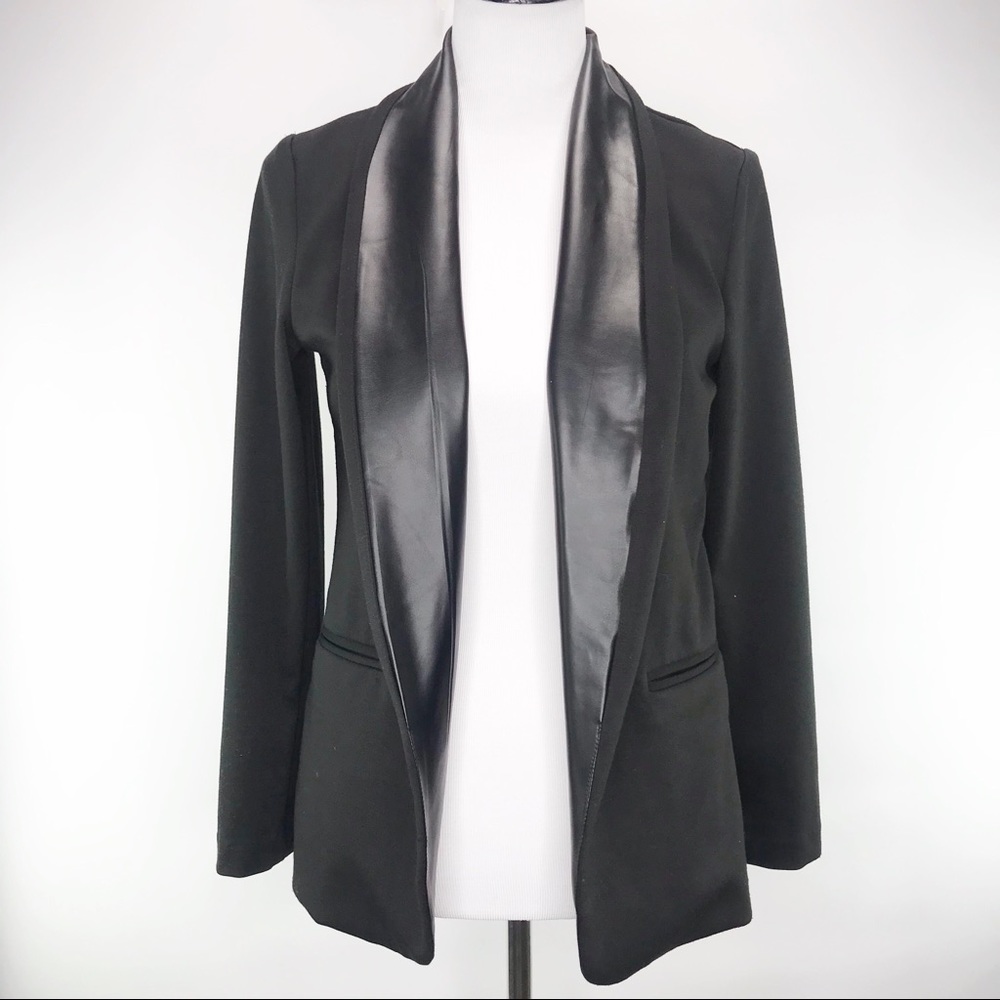 Love...ady Black Faux Leather Blazer Jacket Small